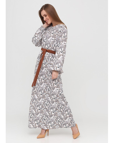 Белое платье миди с анималистическим принтом