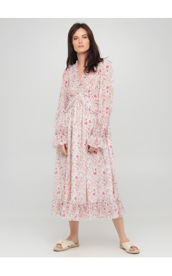 Святкова сукня з квітковим принтом та рюшами