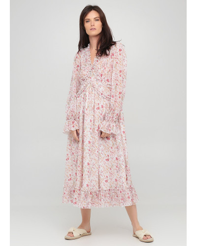 Святкова сукня з квітковим принтом та рюшами