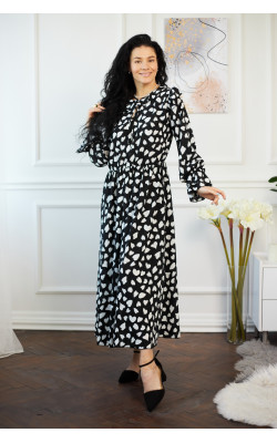 Довга сукня чорного кольору в білий принт